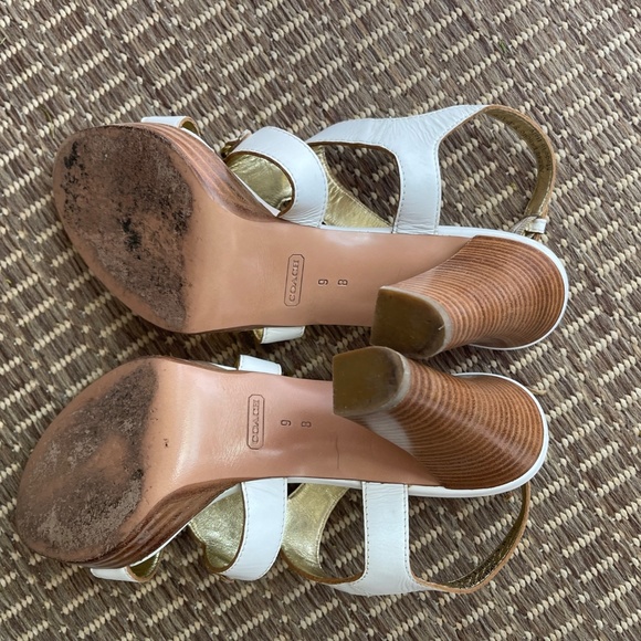 Coach Leather Heeled Sandals, White - Picture 4 of 9